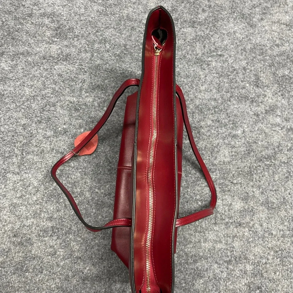 Obosoyo Women Red Tote Bag Zip Top Shoulder Bag Minimalist Work Bag - Picture 7 of 13